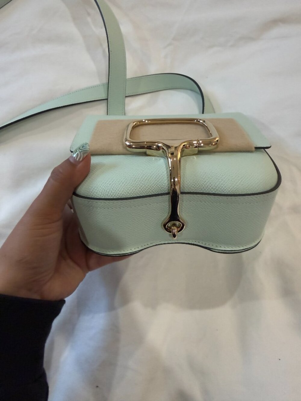 NWOT - Hermes Della Cavalleria Mini Vert Peppermint Epsom Leather Crossbody Bag - Picture 14 of 15